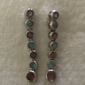 Blue topaz & Amethyst dangle earrings